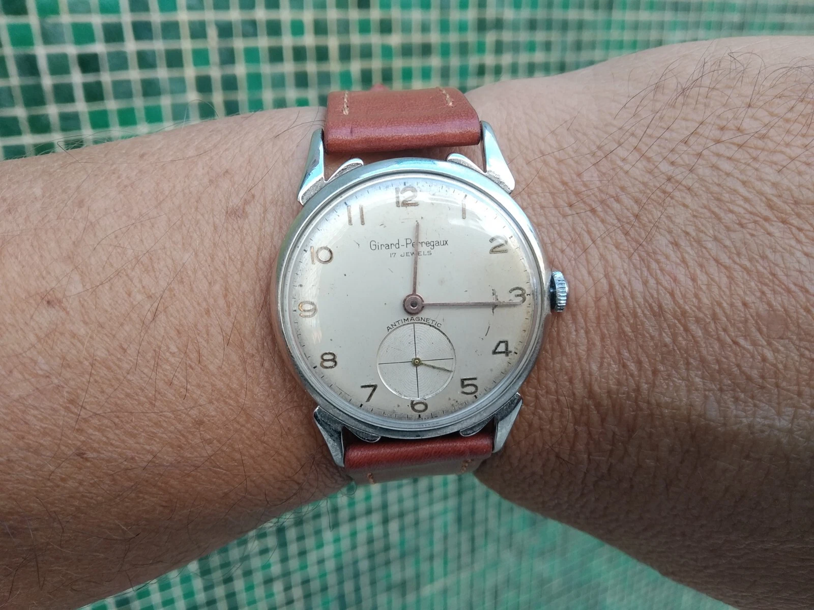 Girard Perregaux — GIRARD PERREGAUX MILITAR ORIGINAL CASE RARE SPIDER LUGS high grade MOVEMENT