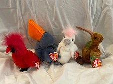 Beanie Babies Bird Lot - Mac, Scoop, Kuku, and Beak, Excellent condition