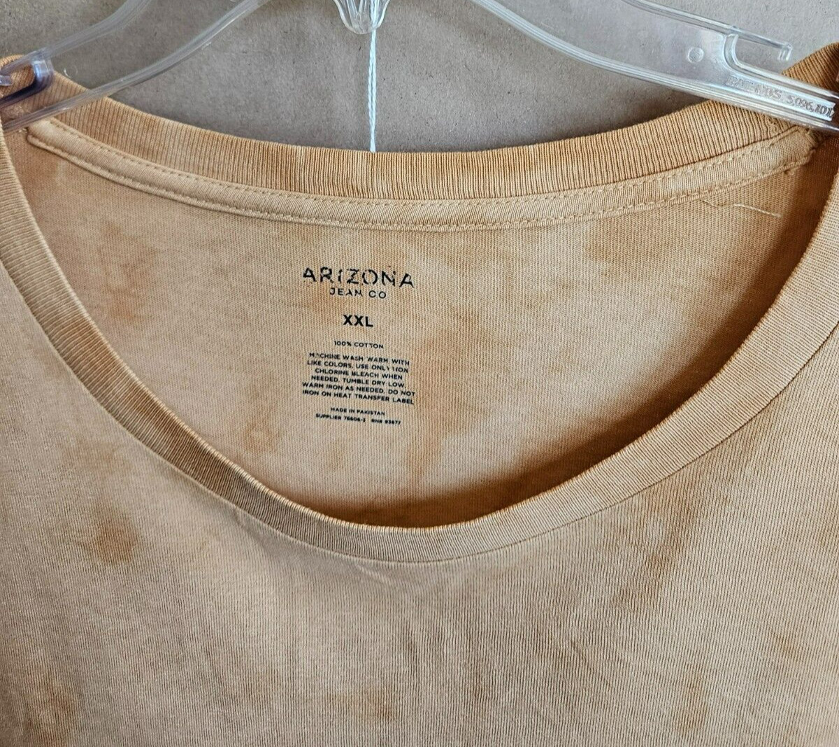 ARIZONA JEAN CO. TIE DYED GRAPHIC L/S  CREW NECK GOLD SIZE XXL PAKISTAN #4176