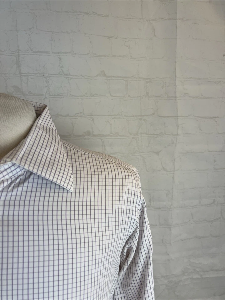 Turnbull & Asser мужской белый и фиолетовый хлопок платье рубашка 15 - 15,5 34/35 $795 - Изображение 2 из 4