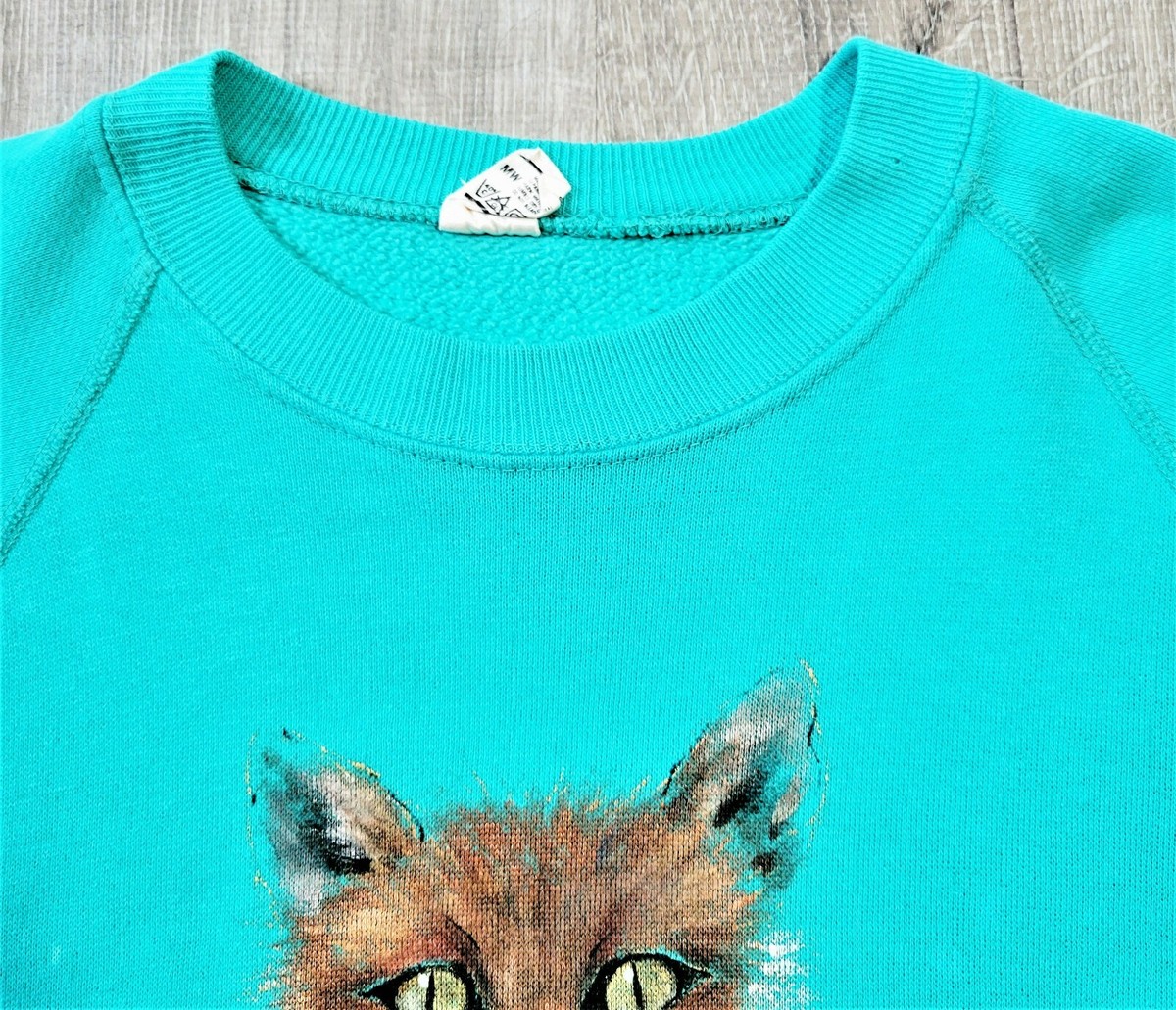 Vintage 70s Sportswear Raglan Sweatshirt Vtg 1970s Fox Art Print 