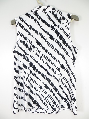 LIZ CLAIBORNE Women Thin See Thru Lightweight Poly Tank Top Multicolor Geo M - Picture 5 of 12