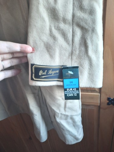M&S St Michael Wool Angora Blend Coat Light Beige UK 14 Petite FauxFur Vintage. - Picture 3 of 10