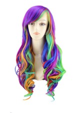 22" Rainbow Cosplay Long Curly Womens Wig-Synthetic High Temperature Fiber-NEW 
