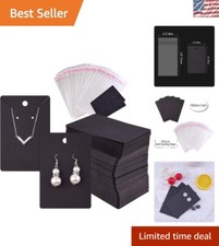 120 Pcs Black Earring Display  Necklace Cards with Self-Seal Bags for Crafting