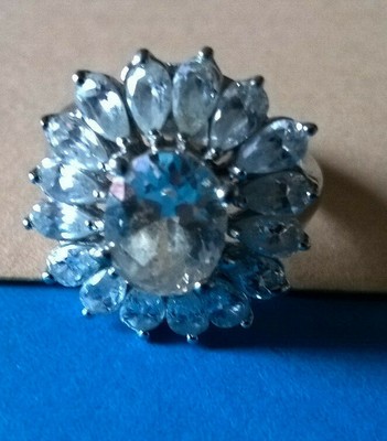 Bague Argentée Imposante Sertie De Strass - Signée Camille Lucie, Taille 58, Occasion Bon état