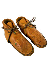 Moccasins Leather Hand Made Laced Hippie Boho Slippers Leather Mushroom SMALL