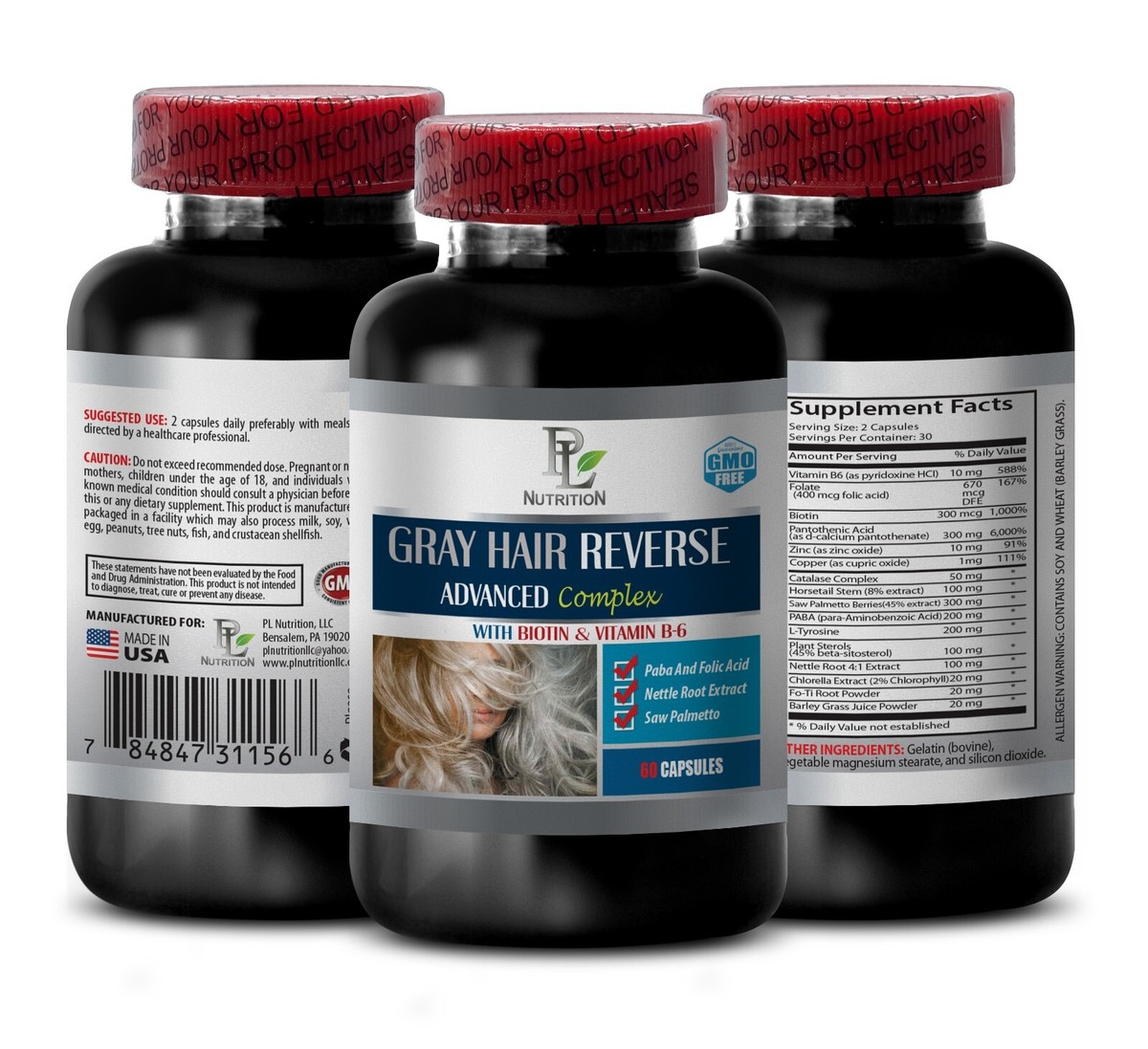 Reverse Gray Hair Pills - GRAY HAIR REVERSE - Hair Recovery Products