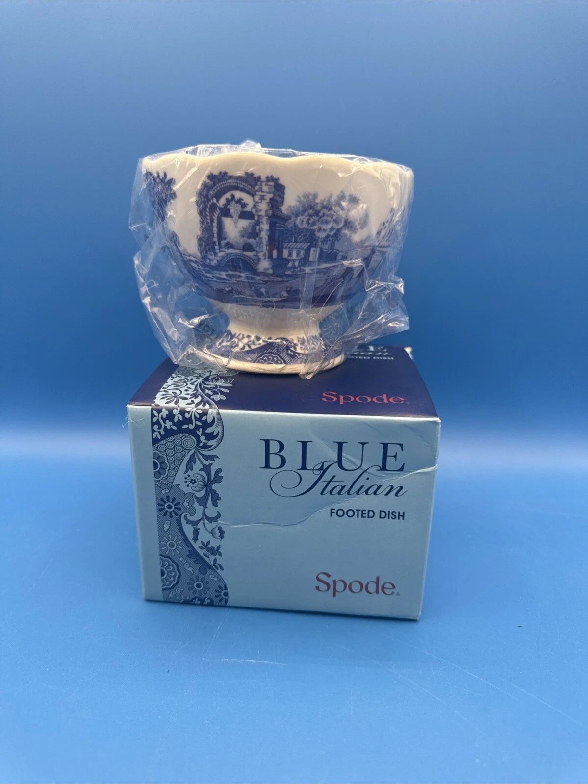 Blue Italian Footed Dish - Thumbnail 4