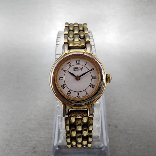 Seiko Watch Women 19mm White Dial Gold Tone Round 1N00-0C49 New Battery