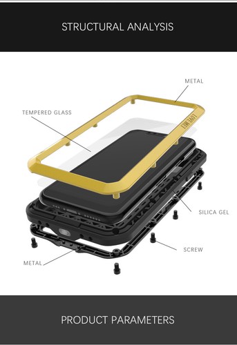 LOVE MEI Gorilla Glass Metal Impermeable Estuche Cubierta para iPhone 13 14 15 16 Pro Max - Imagen 9 de 18