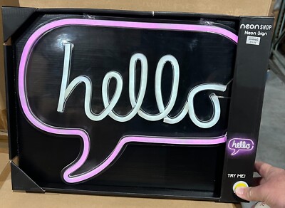 Large Hello Neon Sign, Led Hello Neon Light USB Powered Night Light