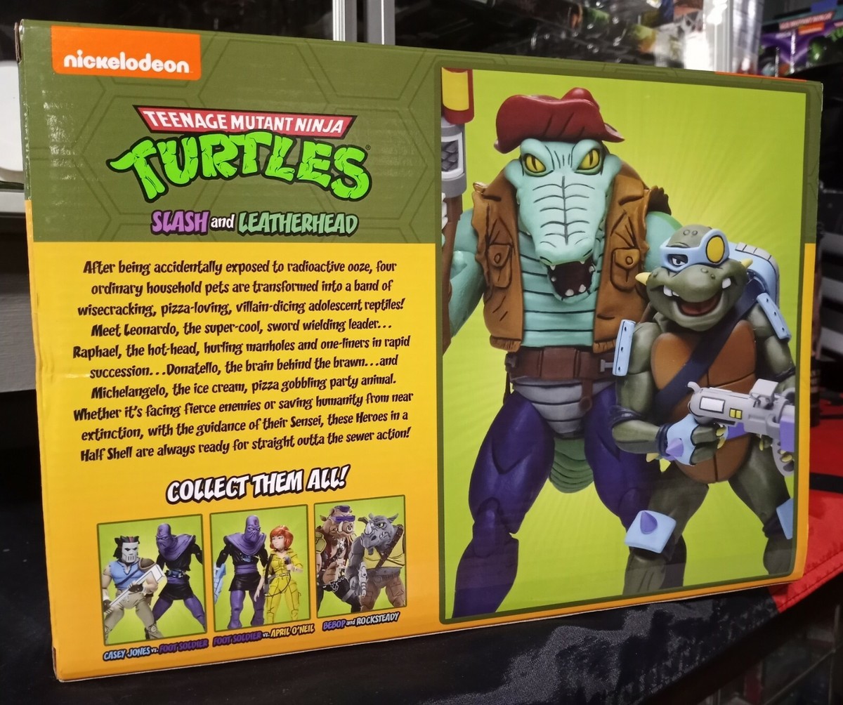 NECA TMNT Teenage Mutant Ninja Turtles & Slash Leatherhead 2 Set