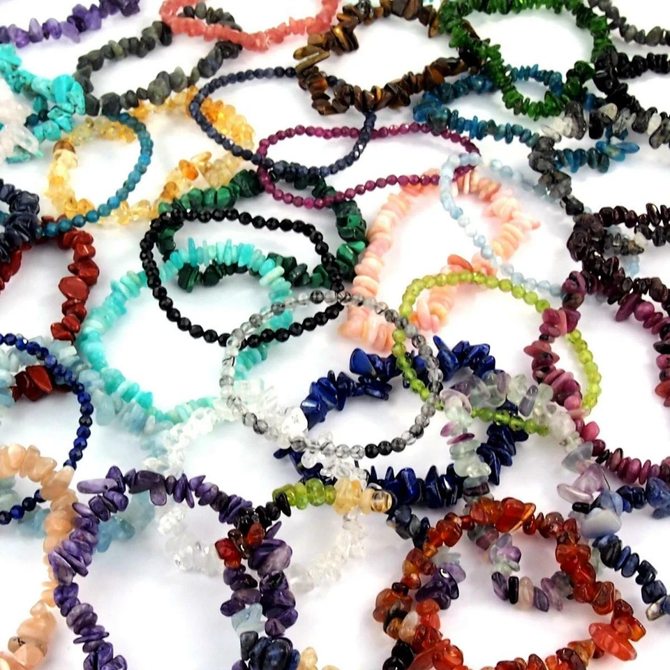 Edelstein Armband AA - Qualität Trommel Stein Splitter viele Varianten dehnbar p - Bild 4 von 4