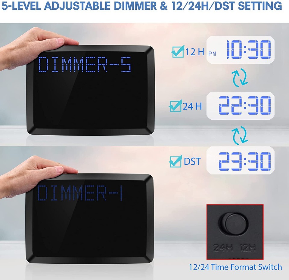 Digital Wall Clock, 11.5" Extra Large Display Calendar Alarm Day Clock  with Date | eBay
