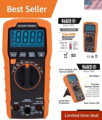 Professional Digital Multimeter 10A AC/DC Current, 50M Ohm Resistance Readings