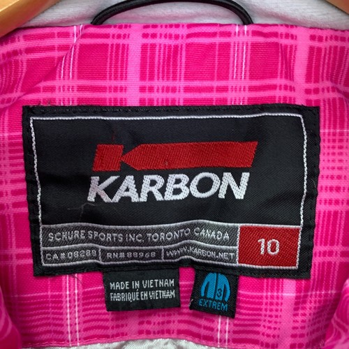 Karbon Jacket Hooded Winter Extrem Girls Size 10 Pink Plaid Long Sleeve Quilted - Picture 5 of 12