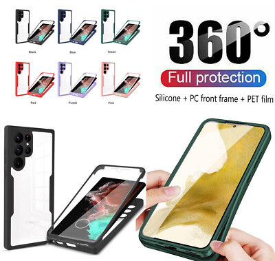360 Hülle Für Samsung S23 S22 S21 S24 Ultra A34 A24 A53 Silikon Schutz Full Case