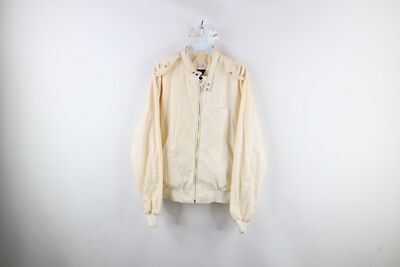 Vintage 80s Streetwear Mens Large Distressed Cafe Racer Bomber Jacket Cream