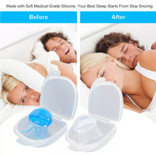 Anti Snoring Sleep Aid Device Silicone Tongue Mouthpiece Snore Stopper With Case
