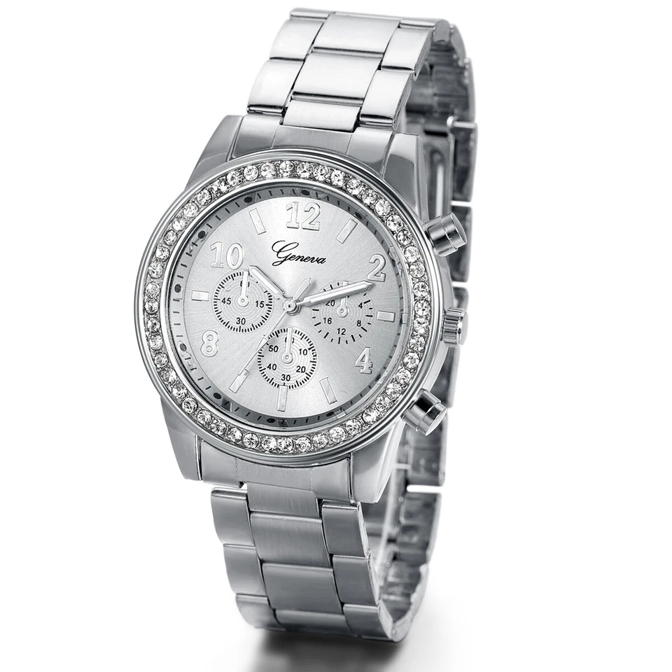 Fashion Women Lady Luxury Stainless Steel Band Bling Analog Quartz Wrist Watch - Image 4 of 4