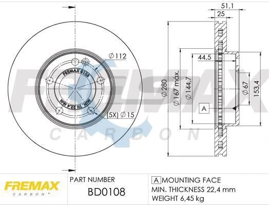 Fremax Front Disc Rotors for Mercedes Benz A180 W176 1.6 2013-2019 280mm - Image 2 of 4