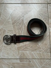 Retro Luxury Vintage Designer Gucci Leather Metal Buckle Belt Red Green