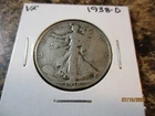 1938-D WALKING LIBERTY SILVER HALF DOLLAR - VF - K14