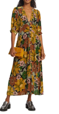midi frill dress for women Carmen Midi Ruffle Dress With Sheer Top