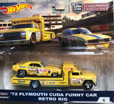 No4 1/64 Hot Wheels Team Transport 72 Plymouth Cuda Snake Funny
