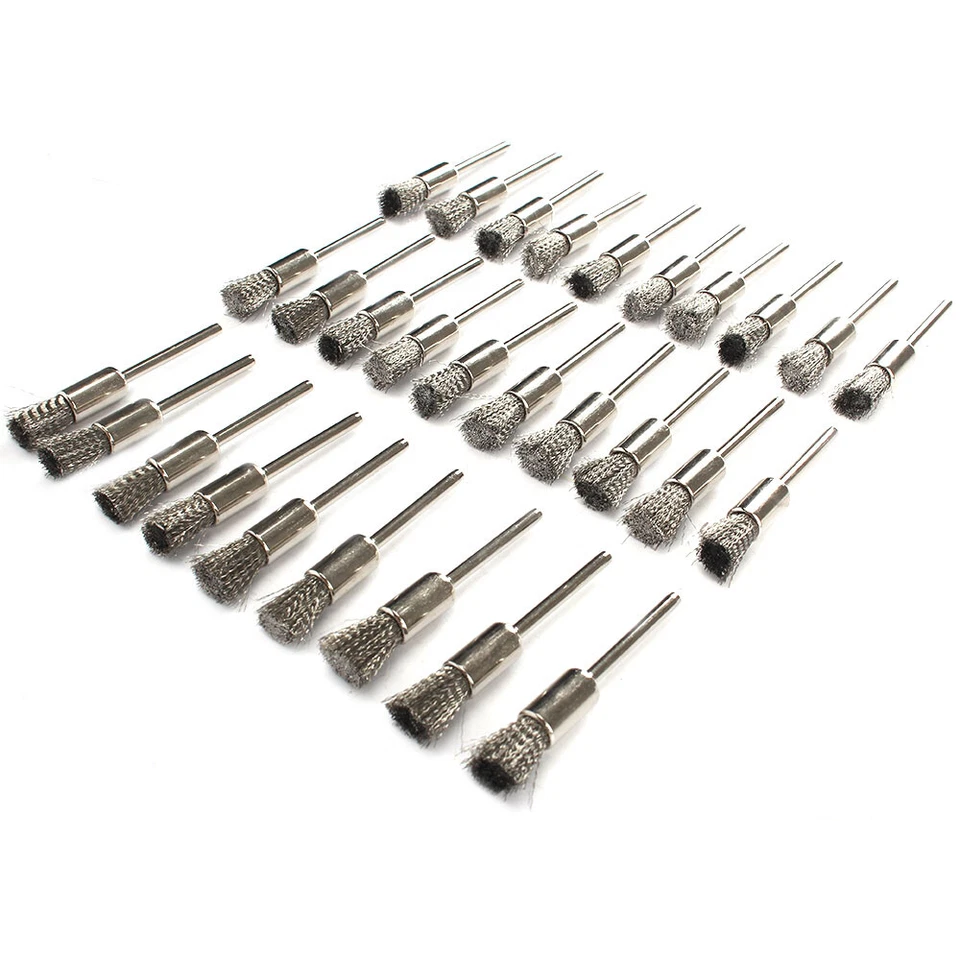 10x8mm Stainless Steel Wire Brush Die Grinder Power Rotary Drill Tool 1/8" Shank - Image 2 of 4