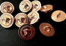 💋💅💜 10 VERSACE BUTTONS! RARE! 12mm Gold Metal Buttons NO TARNISH CUTE & CHIC
