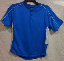 3N2 Clutch Baseball/Softball Henley Shirt/Practice Jersey--Blue--Youth Medium