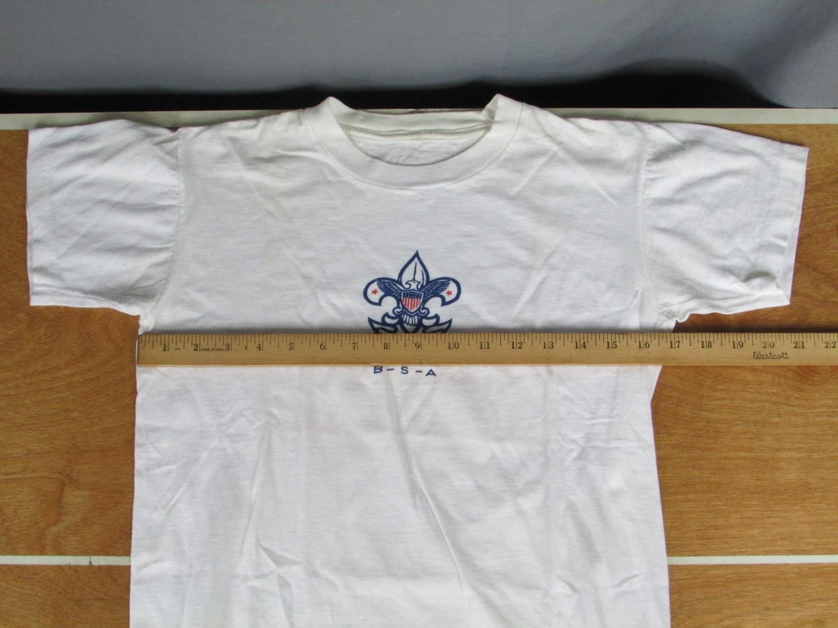 Vintage 1960s Boy Scout Be Prepared White Cotton Single Stitch T