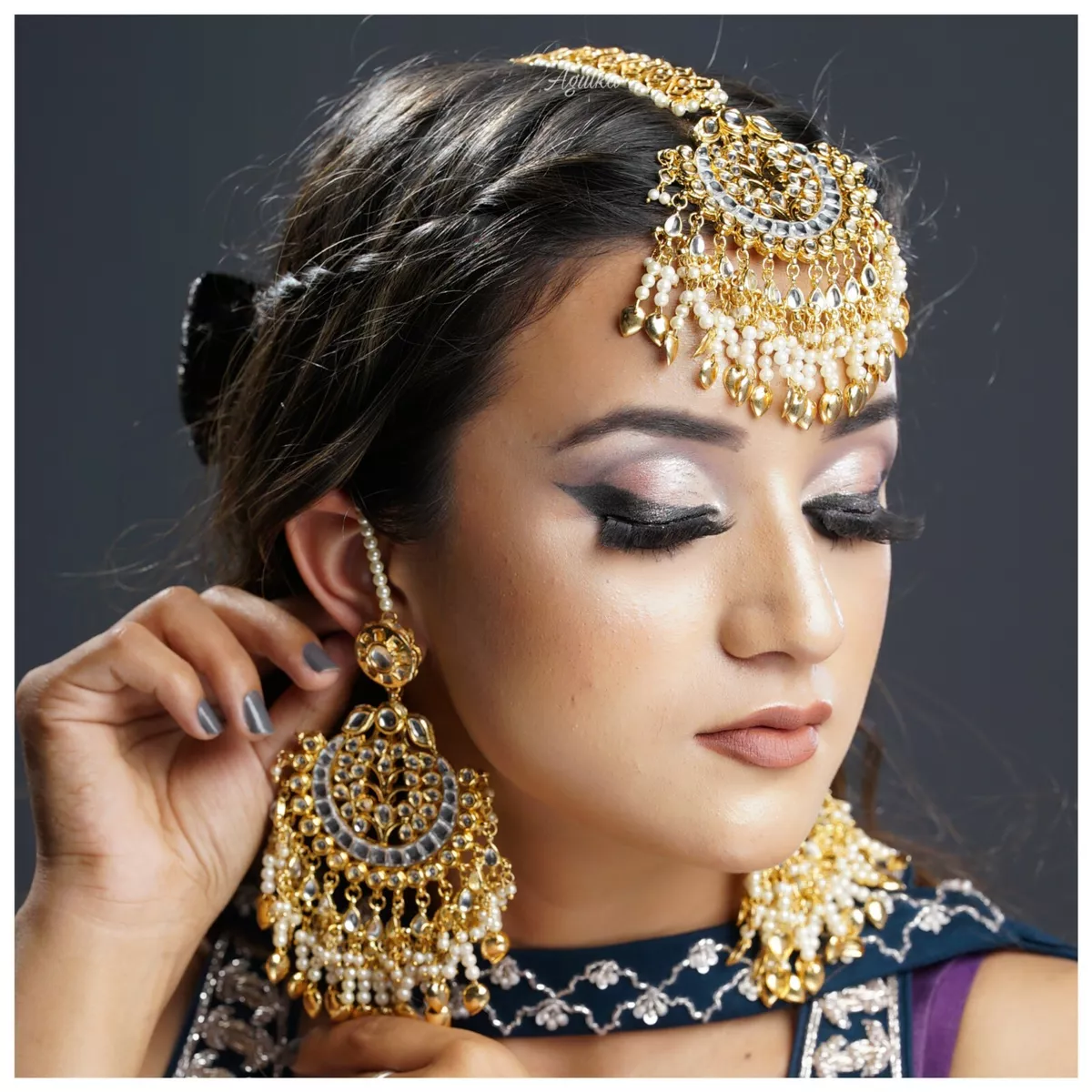 Sabyasachi jewelry gold plated earrings meenakari earrings pearls chandbali  | eBay