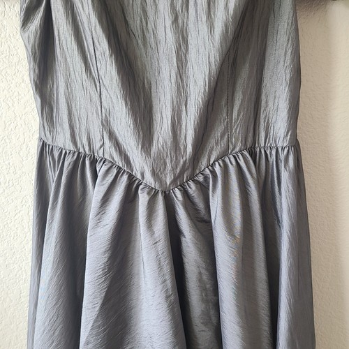 VTG Peasant Puff Sleeve Maxi Dress Size 14 Sweetheart Neckline Evening Gray - Picture 5 of 11