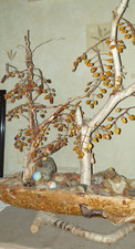 Natural Baltic amber pine tree yellow leaf petal boat vase decor dragon