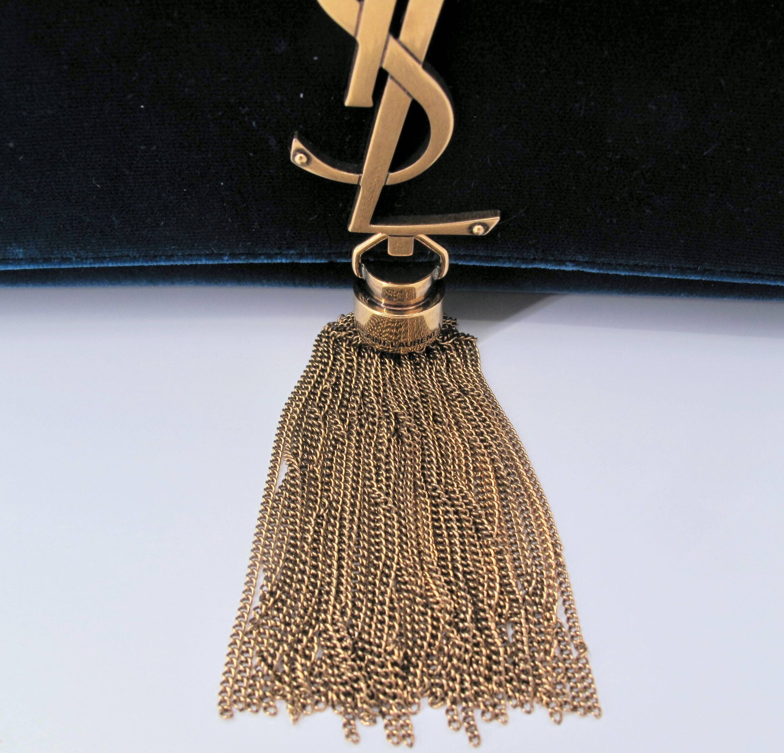 Borsa a mano donna originale YVES SAINT LAURENT KATE scamosciata blu tracolla "YRT"*****