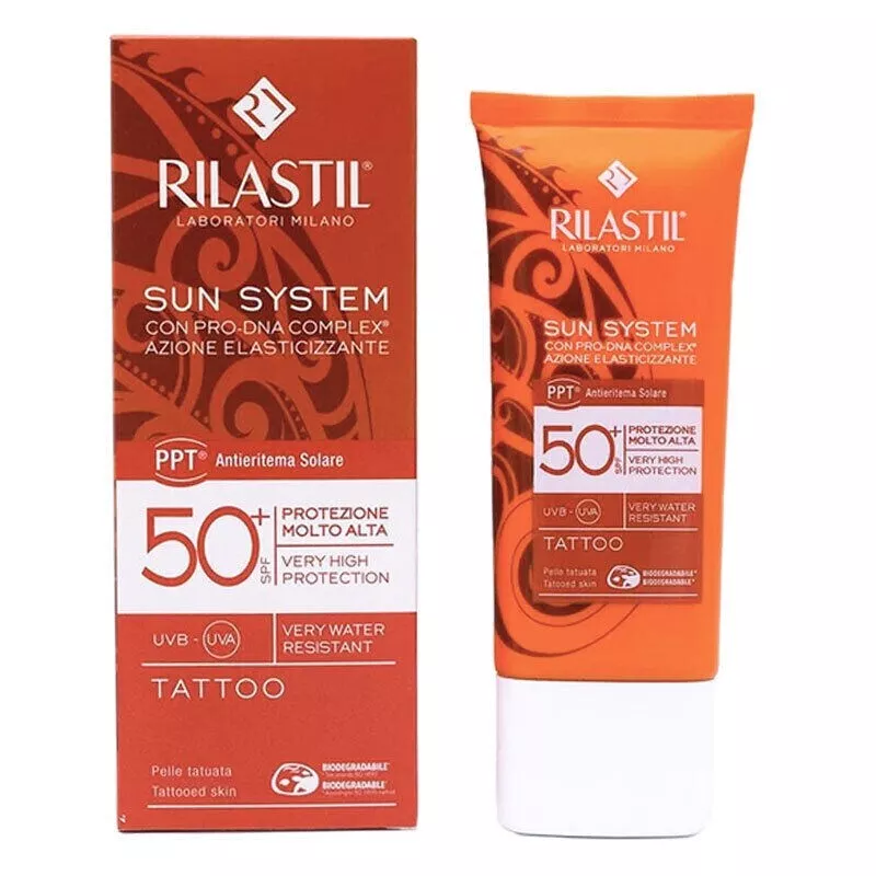 RILASTIL sun system 50+ PER pelle tatuata 75ml TATTOO tatuaggi
