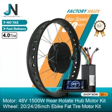 48V 1500W Snow Electric Bike Kit Brushless Rear Rotate Hub Motor Conversion Kit