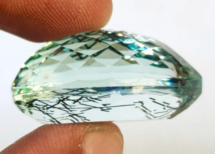 Large Black Rutilated Quartz Pear Cut 76.25ct Loose Gemstone for Wire Wrapping - Image 3 of 4