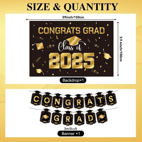 Graduation Decorations Gold 2025 Complete Party Supplies Congrats Grad Kit - Picture 5 of 10