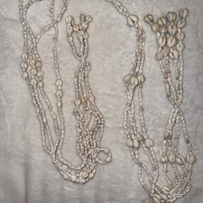 Two Vintage Sea Shell Macrame Style Hanging P...