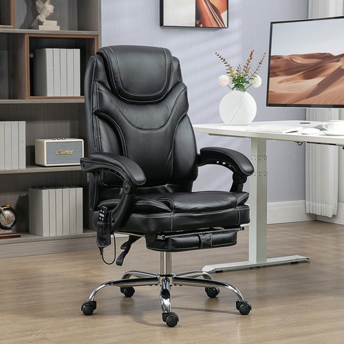PU Leather Vibration Massage Office Chair with 6 Points, Heated Reclining Com... - Picture 2 of 9