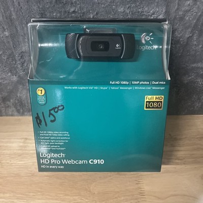 Logitech HD Pro Webcam C910 Black Full HD 1080 10MP Photos New In Box 