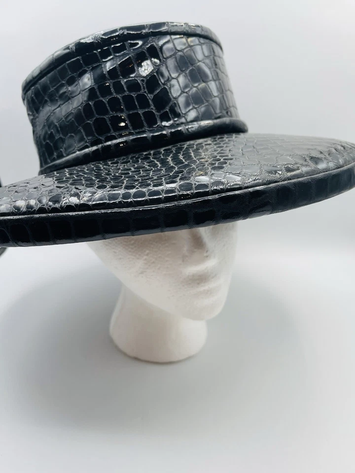 Vintage KOKIN New York Women's Leather & Wool Black Hat One Size - Image 2 of 4