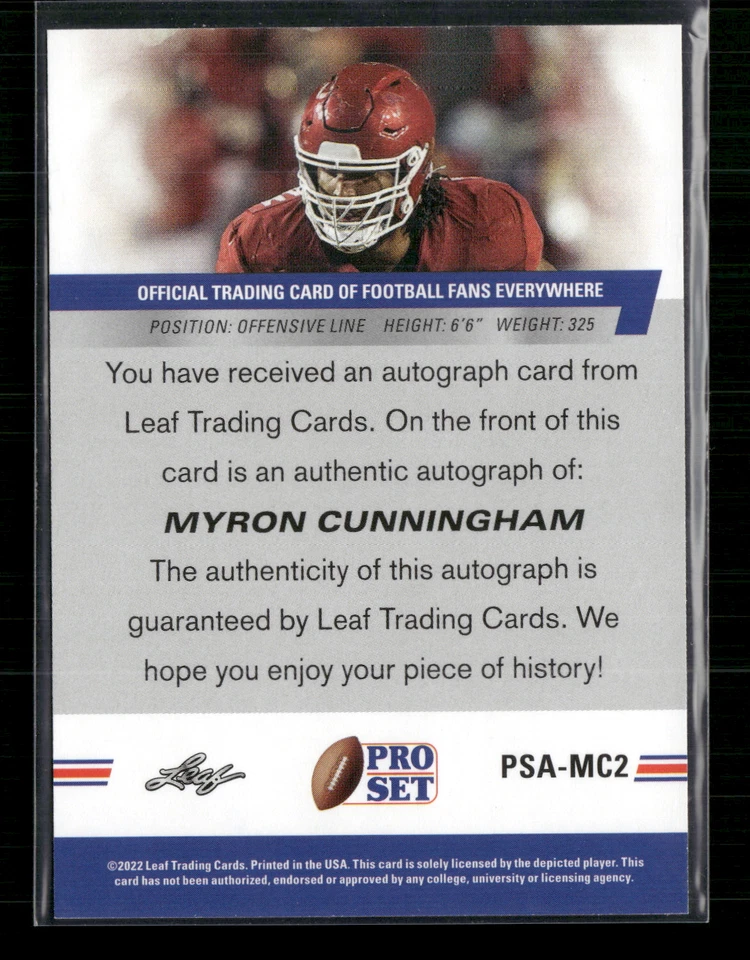 Myron Cunningham 2022 Leaf Pro Set Blue Auto - Image 2 of 2