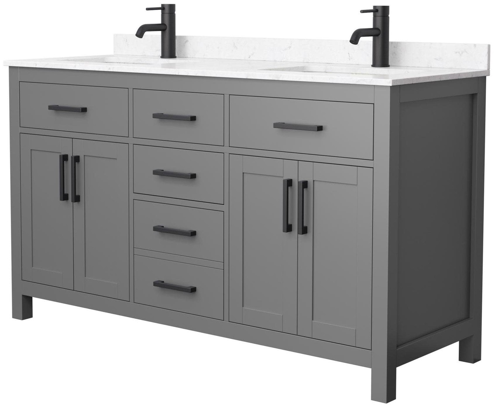 Wyndham Collection Beckett 60-Inch Dark Gray Carrara Cultured Marble Vanity