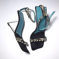 Giuseppe Zanotti Y2K Archival Clear Cutout Wedge Zebra Hair Strappy Sandals 40.5