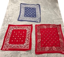 Vintage Colorfast Cotton RN 13960 Hankerchief Bandana Lot Of 3 Selvedge